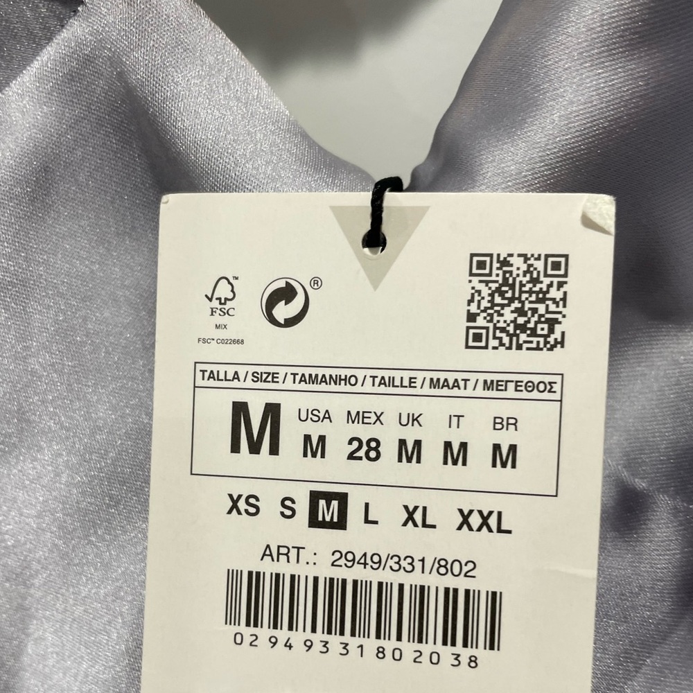 ZARA SATIN BUSTIER SLIP DRESS Silver Pewter Size Medium New - Picture 8 of 9